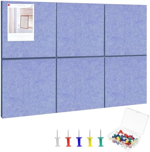 Large Cork Board 36" x 24", 6 Pack Felt Bulletin Board, Pin Boards by Thboxes