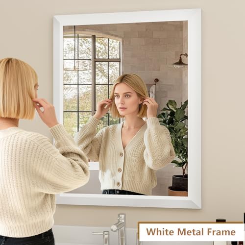 SMIROR 30x30 Matte White Bathroom Vanity Mirror - Image 3