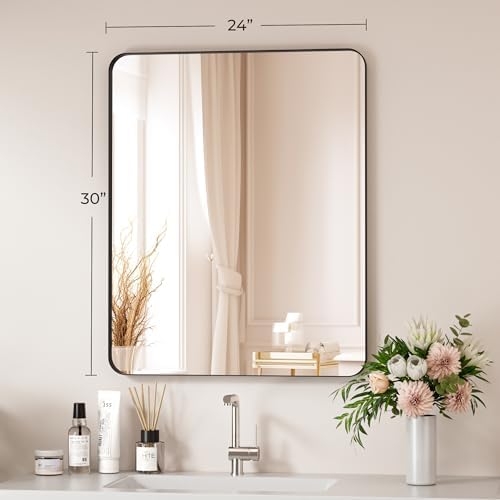 Black Bathroom Mirror 24X30 Inch Bathroom Vanity Mirror - Image 5