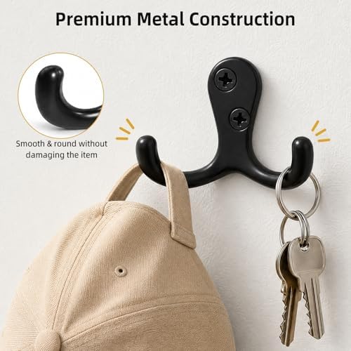10 Pack Heavy Duty Double Prong Coat Hooks Wall Mounted - Image 5