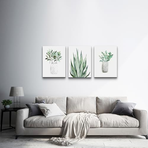 Lapremoly 3 Piece Green Plants Ink Wall Paintings Canvas Wall Art - Image 5