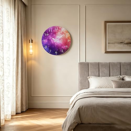 12" Silent Wall Clock, Round Wall Clock, Colorful Starry Sky - Image 6