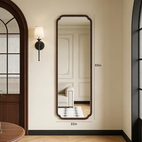 HOMECOOKIN Full Length Mirror Wall Mounted, Rustic Wooden Frame Floor Mirror - Image 2