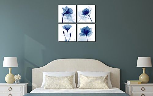 Pyradecor Large Blue Flickering Flower Modern Abstract Paintings Canvas Wall - Image 5