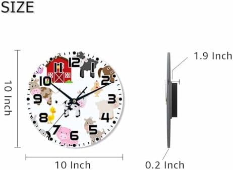Farm Animals and Barn Wall Clock Pigs Rabbits Goats Chickens Battery Powered - Image 2