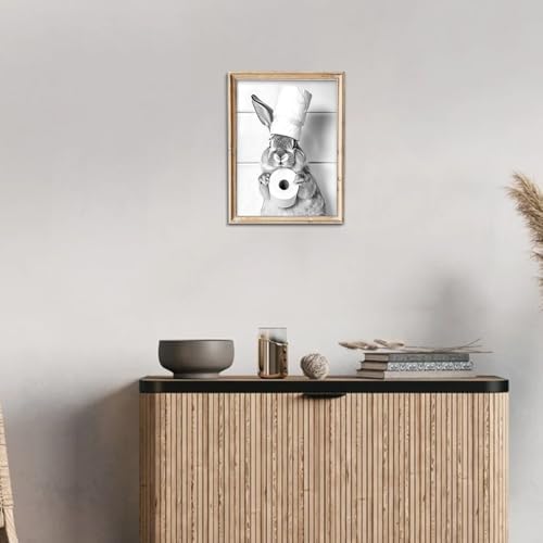 uniro Funny Bathroom Wall Art Prints, Cute Rabbit Animal Canvas Print Painting - Image 5