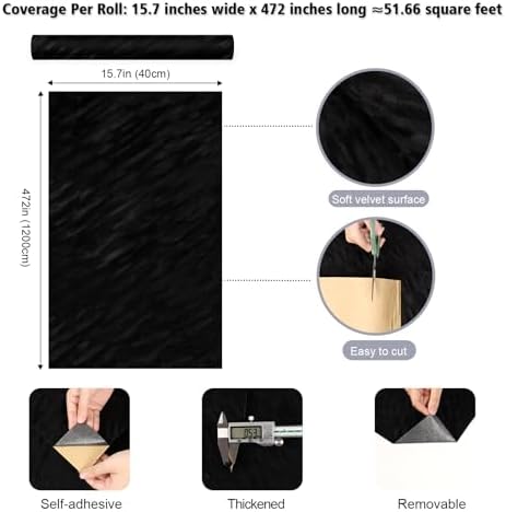 Black Self Adhesive Velvet Drawer Liner - Image 2