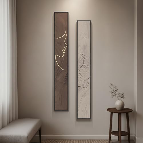 Large Framed Brown Beige Abstract Vertical Wall Art by Cuspin