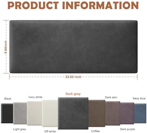 IFNOW Wall Mounted Headboard, Peel and Stick Panels, Dark Grey - Image 2
