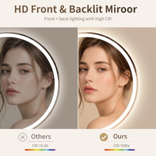 BEAUTYPEAK 40 Inch Round LED Bathroom Mirror - Image 4