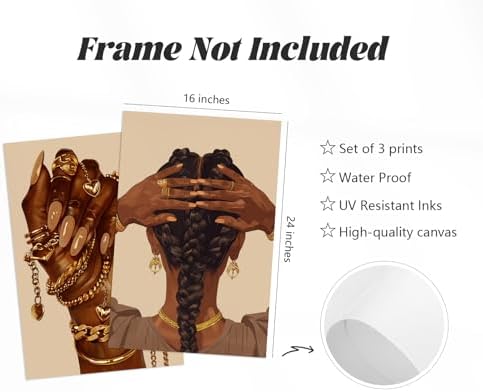 Pouydmi Black Girl Wall Art African Woman Canvas Wall Decor Black Women People - Image 2