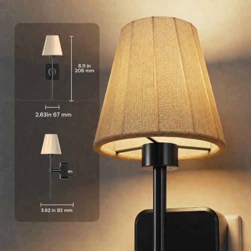 L LOHAS LED Night Lights Plug into Wall, Pleated Fabric Cover Night Light - Image 5