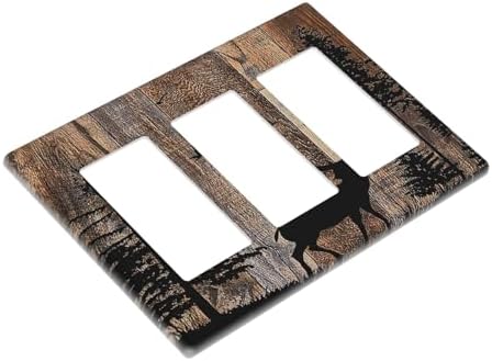 Light Switch Covers Rustic Forest Antler Elk Deer Silhouettes Animals Wood - Image 3