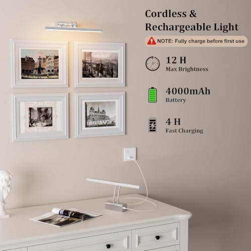 Picture Light, Platinum Silver, Battery Operated, RF Remote Control - Image 5
