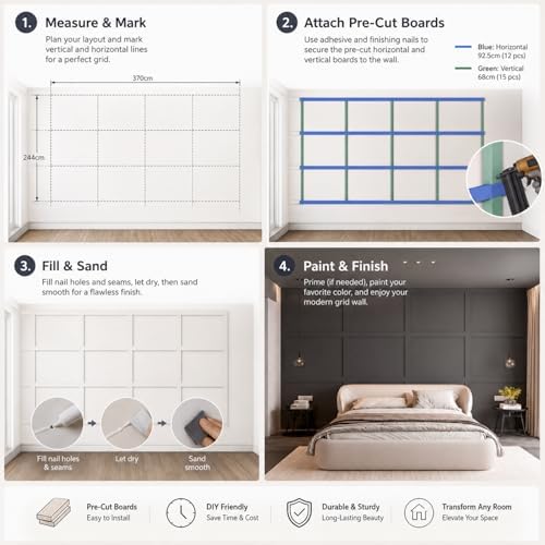 Paulownia Wood Wall Panel Board Batten Panel Kit 12.14 ft x 8 ft - Image 7