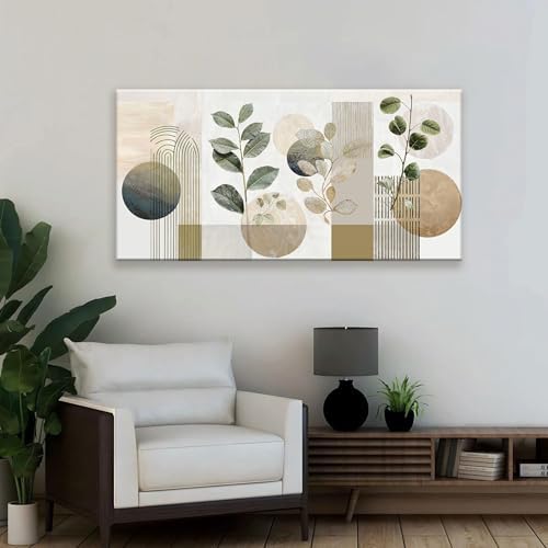 Boho Green Wall Art Mid Century Canvas Wall Art Decor Set Bohemian Abstract - Image 4
