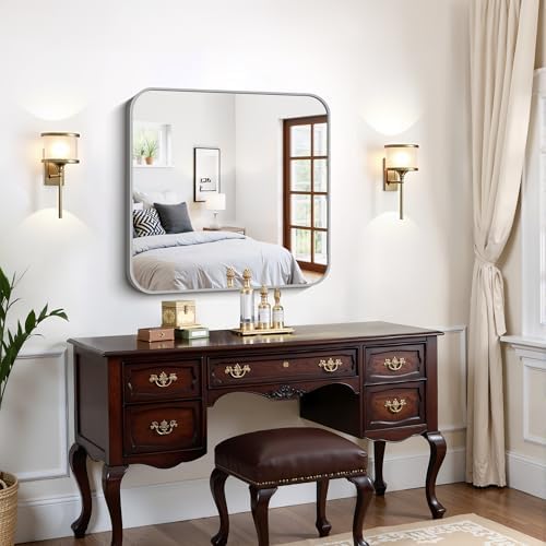 FORBATH 30x30 Inch Silver Bathroom Mirror - Image 4