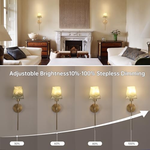 Shenmoyl Battery Operated Wall Sconces Set of 2, Flower Pattern Shade 5000 mAh - Image 5