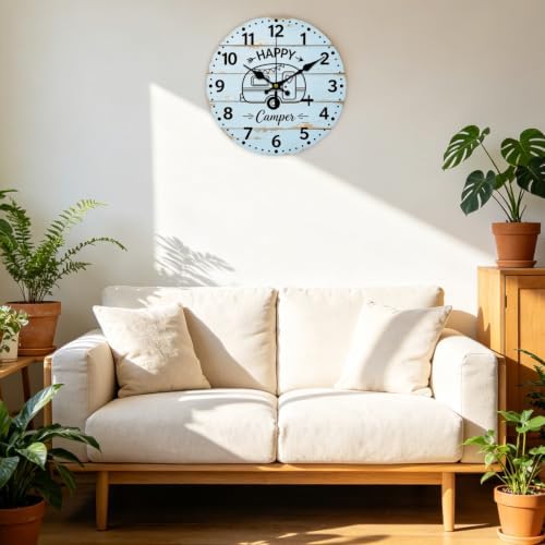 Happy Camping Wall Clock Silent Non-Ticking 12" - Image 6