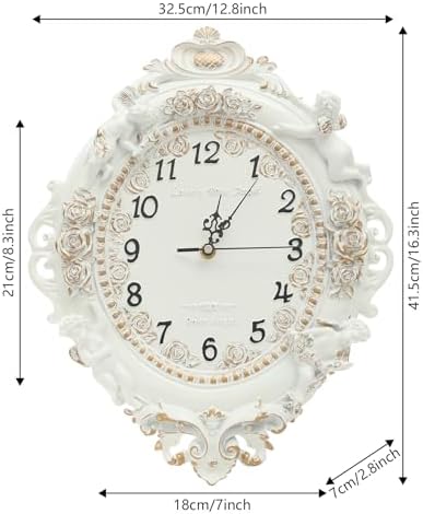 Decorative Wall Clock, European Style Off-White Ellipse Wall Clock - Image 2