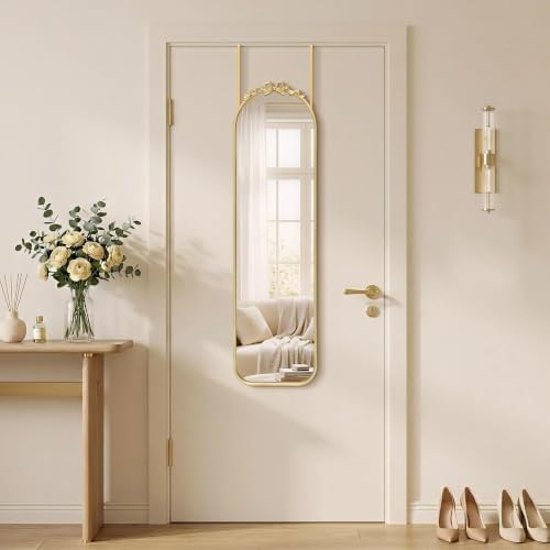 Besdomus Door Mirror Full Length: 14"x50" Gold Bow Over The Door Hanging - Image 5