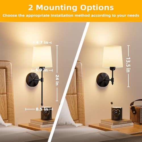 Battery Operated Wall Sconces Set of 2, Remote Control, RGB Bulb - Image 5