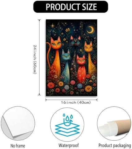 Colorful Cat Family Poster Whimsical Cat Family Canvas Wall Art - Image 3