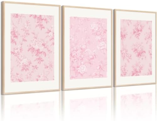 Baccone Pink Floral Wall Art Chinoiserie Flower Wall Decor Pictures Aesthetic by Baccone