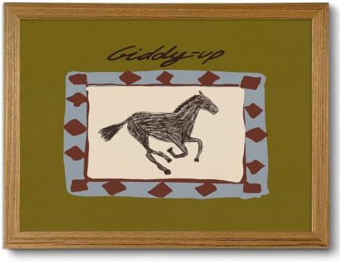 Framed Western Cowboy Wall Art Horse Giddyup Canvas Print Decor by ZMDDYSWallArt