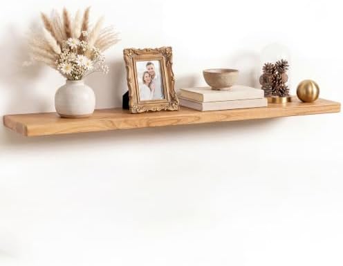 Fun Memories 48 Inch Floating Shelf, 8 Inch Deep Rounded Reclaimed Long Elm by FunMemories