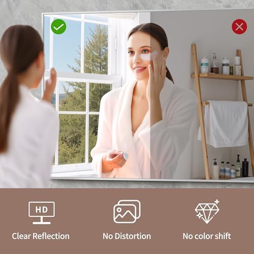 YIROMAN Bathroom Mirror 60"x40", Large Brushed Silver Bathroom Mirror - Image 6