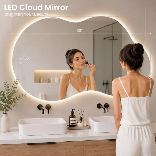 36" x 60" Irregular Backlit Bathroom Mirror - Image 2
