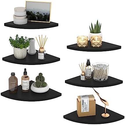 HORLIMER 6 Pack Floating Corner Shelf Wall Mount by HORLIMER