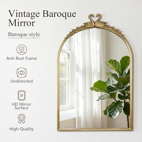 Gold Baroque Vintage Mirror for Vanity 24x35.5Inch Gold Antique - Image 4