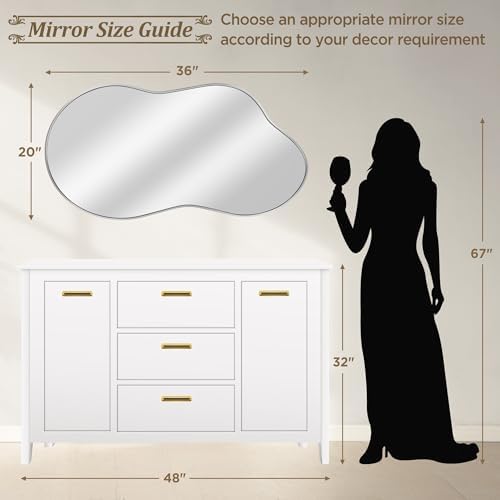 Bathroom Mirror for Over Sink-Silver Home Decor Wall Mirror 20"x 36" - Image 4