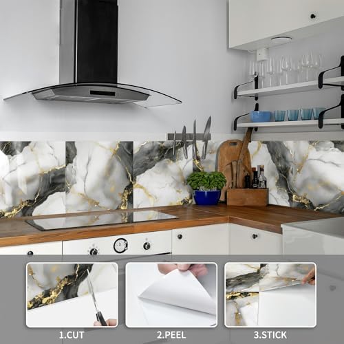 10 Sheets Marble Peel and Stick Backsplash Tile, Living Room - Image 2
