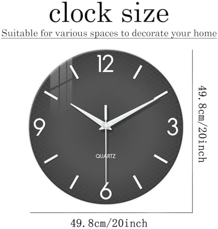 XFM Modern Simple Glass Wall Clock 20 Inch Large - Image 6