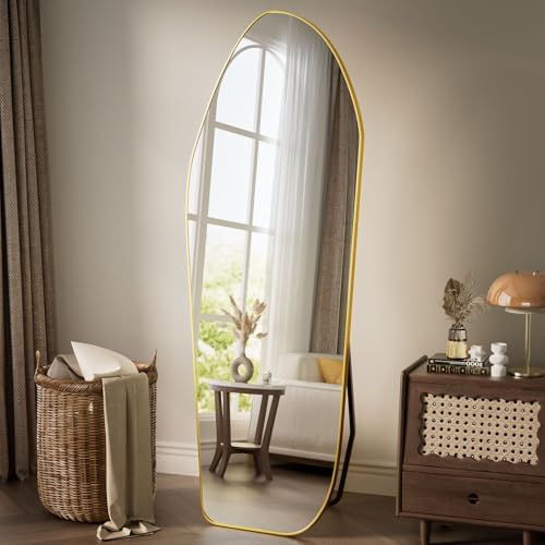 Unique Artistic Mirror Full Length Irregular 71"x26" Matte Gold - Image 4