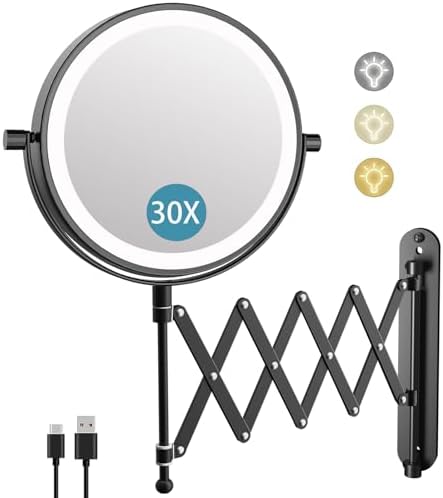 8" Rechargeable Wall Mounted Makeup Mirror Double Sided Magnifying by FASCINATE
