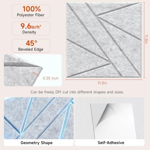 TO-TH Acoustic Wall Panels Self-Adhesive Sound Panel 12 Pack - Image 2