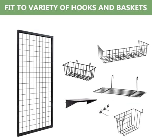 NectaCol 3 Packs Grid Wall Panels, Metal Black Wire Grid Panel, Gridwall - Image 5