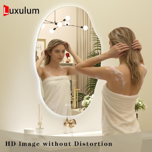 Irregular-Shaped Backlit LED Lighted Bathroom Mirror 22x30 - Image 3
