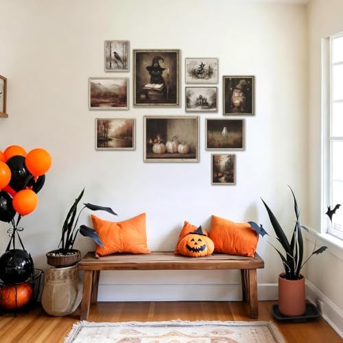 KBKBART 10pc Halloween Wall Art Print Spooky Ghost Autumn Landscape Posters - Image 4