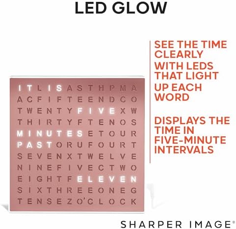 Sharper Image LED Word Digital Clock, Rose Gold Finish, Light-Up Desk & Wall - Image 5