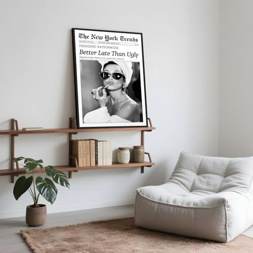 Framed Better Late Than Ugly Wall Decor Newspaper Audrey Hepburn Wall Art - Image 6