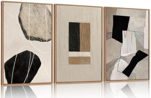 FWIEXA Modern Abstract Wall Art Set of 3, Neutral Beige Pictures Wall Decor by FWIEXA