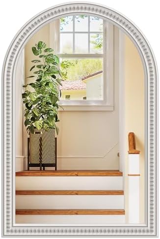 Farmhouse Arched Wall Mirror, Arch Rustic Wooden Frame Decorative Wall Mirrors by Wiserset