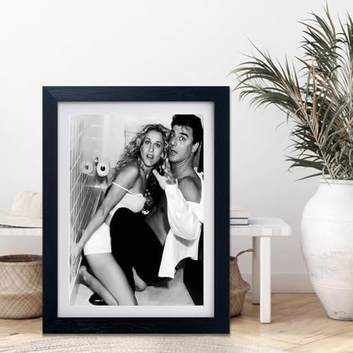 Carrie and Mr Big in Toilet Art Print Poster Black and White Bathroom Wall Art - Image 6