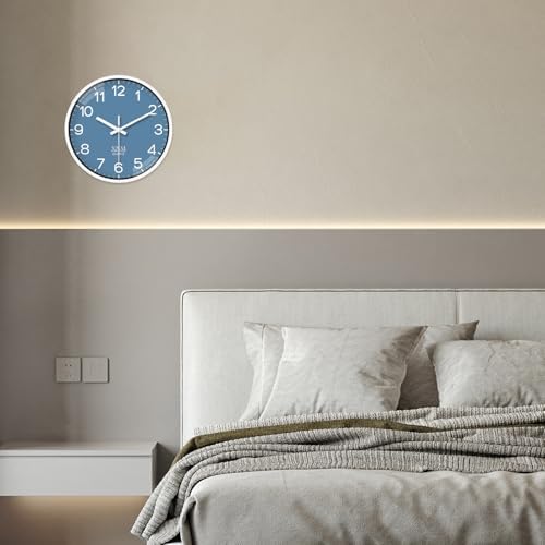 XNM Blue Minimalist Wall Clocks Battery Operated 8 Inch - Image 4