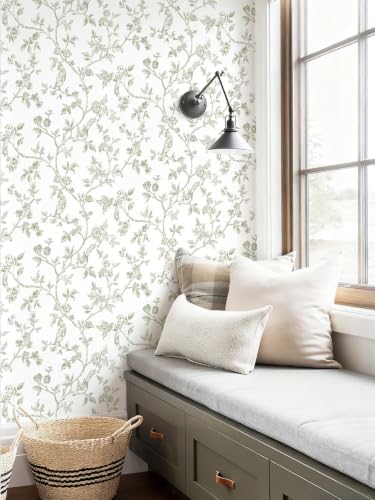 Orainege Peel and Stick Wallpaper Vintage Floral Birds Wallpaper Removable - Image 3